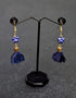 Single Blue Pottery Bead Earrings With Satin Funda